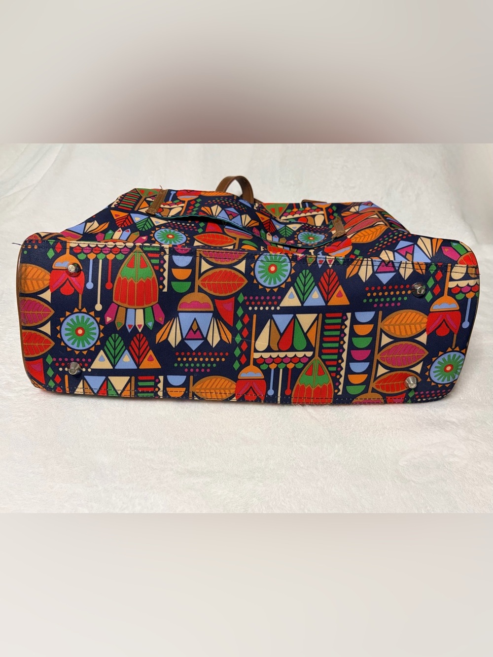 Lily Bloom Multicolor Floral-Pattern Travel Bag with Brown Straps - Picture 6 of 6